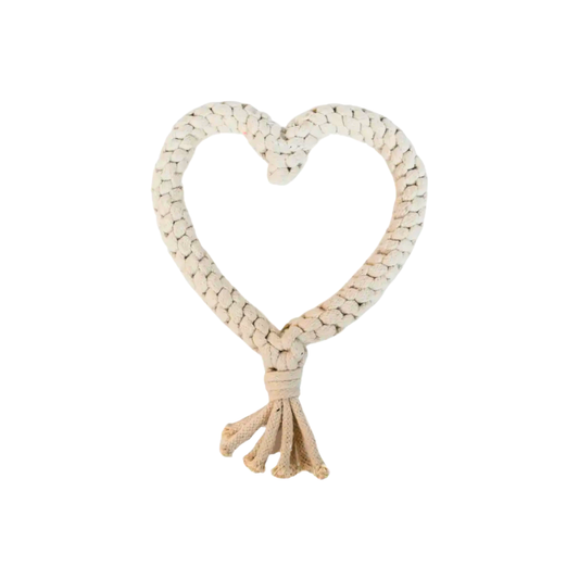 Our Green House Cotton Dog Rope Toy | Natural Heart Tug + Teething Toy