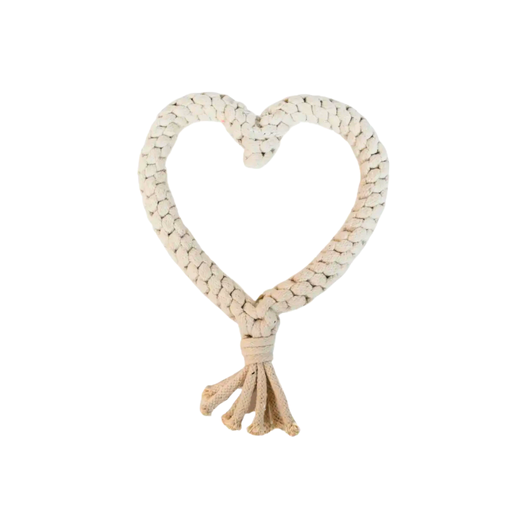 Our Green House Cotton Dog Rope Toy | Natural Heart Tug + Teething Toy