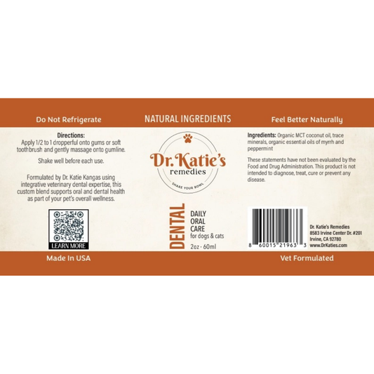 Dr. Katie's Dental | Vet-Formulated Natural Daily Oral Care Oil with Coconut Oil & Myrrh
