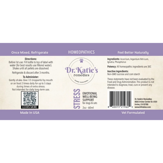 Dr. Katie's Stress |  Vet-Formulated Natural Homeopathic Calming Support