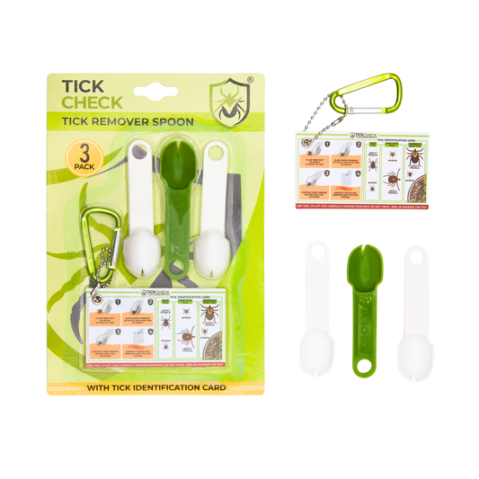 TickCheck Tick Remover Spoon | 3 Pack with Free Tick ID Card & Carabiner