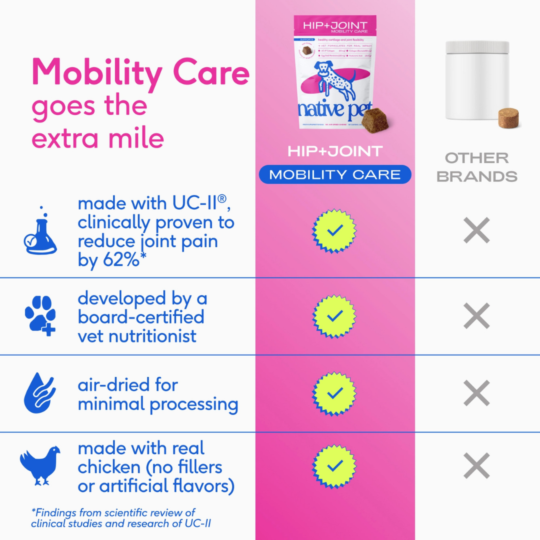Native Pet Hip + Joint Mobility Care Chews | Mobility Support with UC-II Collagen