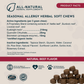 Animal Essentials Seasonal Allergy Soft Chews | Organic Herbal Itch, Histamine + Skin Support