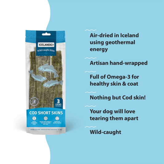 Icelandic+ Wild Caught Cod Skin Chews | 3 Pack