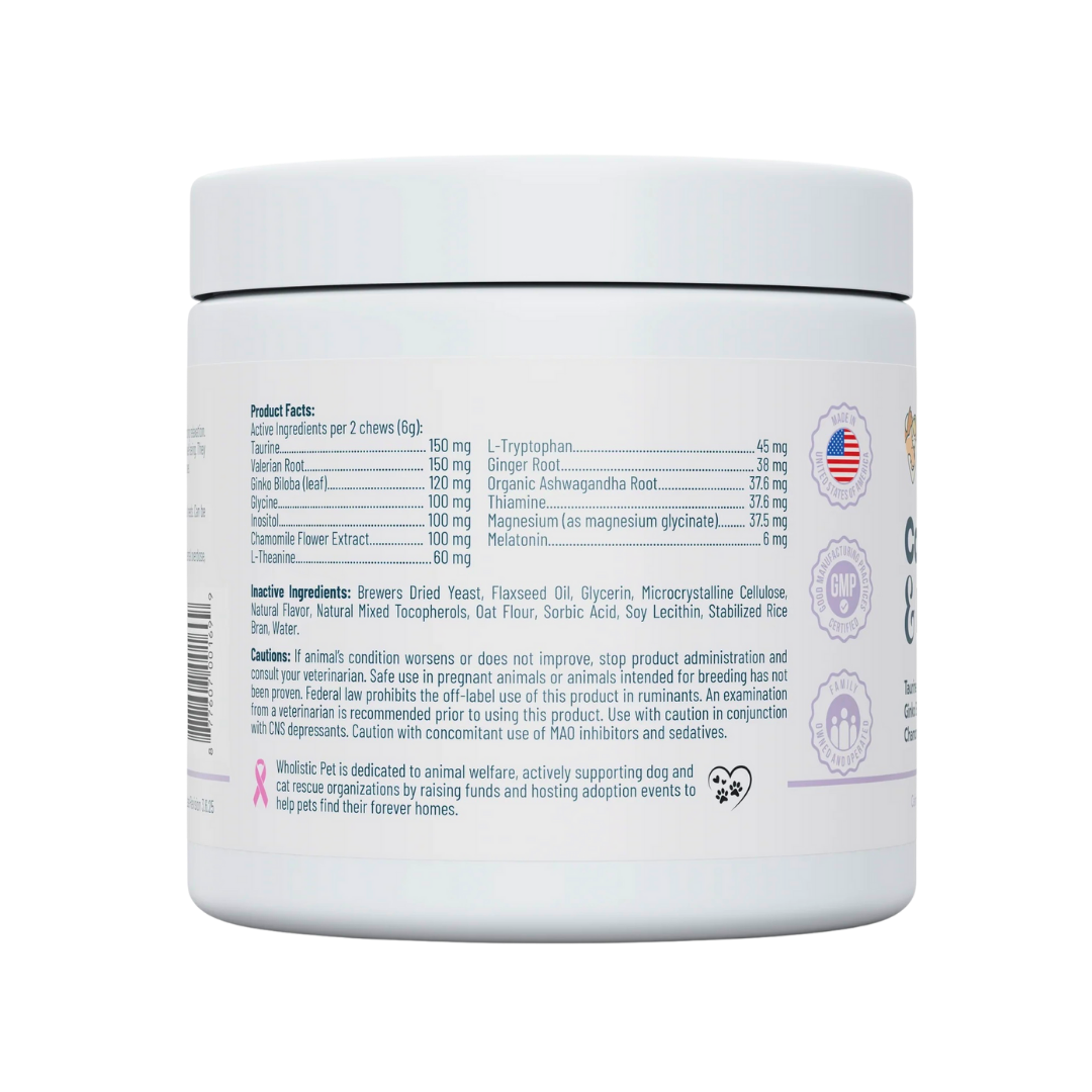 Wholistic Pet Calm & Relaxed Chews | Natural Anxiety + Stress Relief