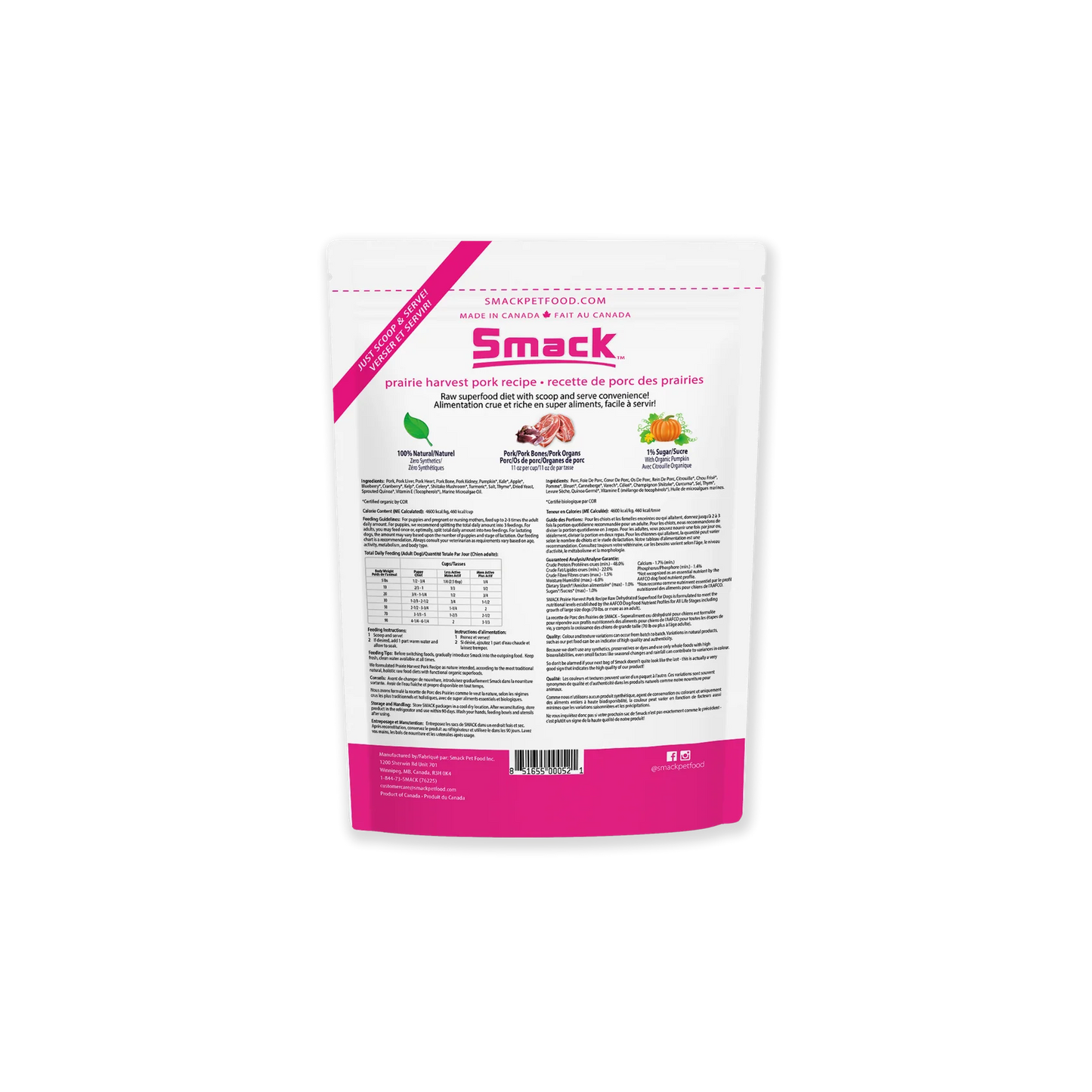 Smack Raw Dehydrated Superfood | Prairie Harvest Pork