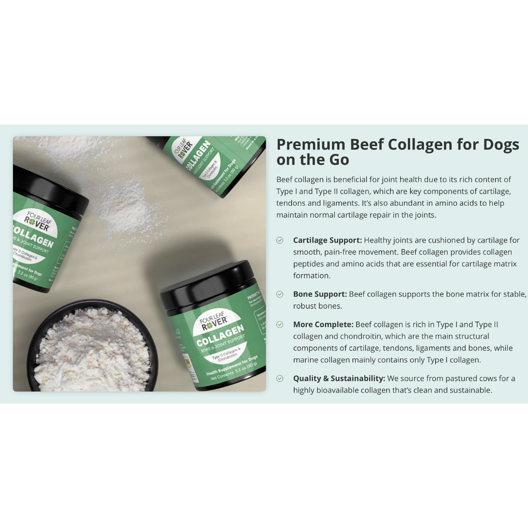 Four Leaf Rover Collagen | Joint + Skin + Gut Support with Type II Collagen