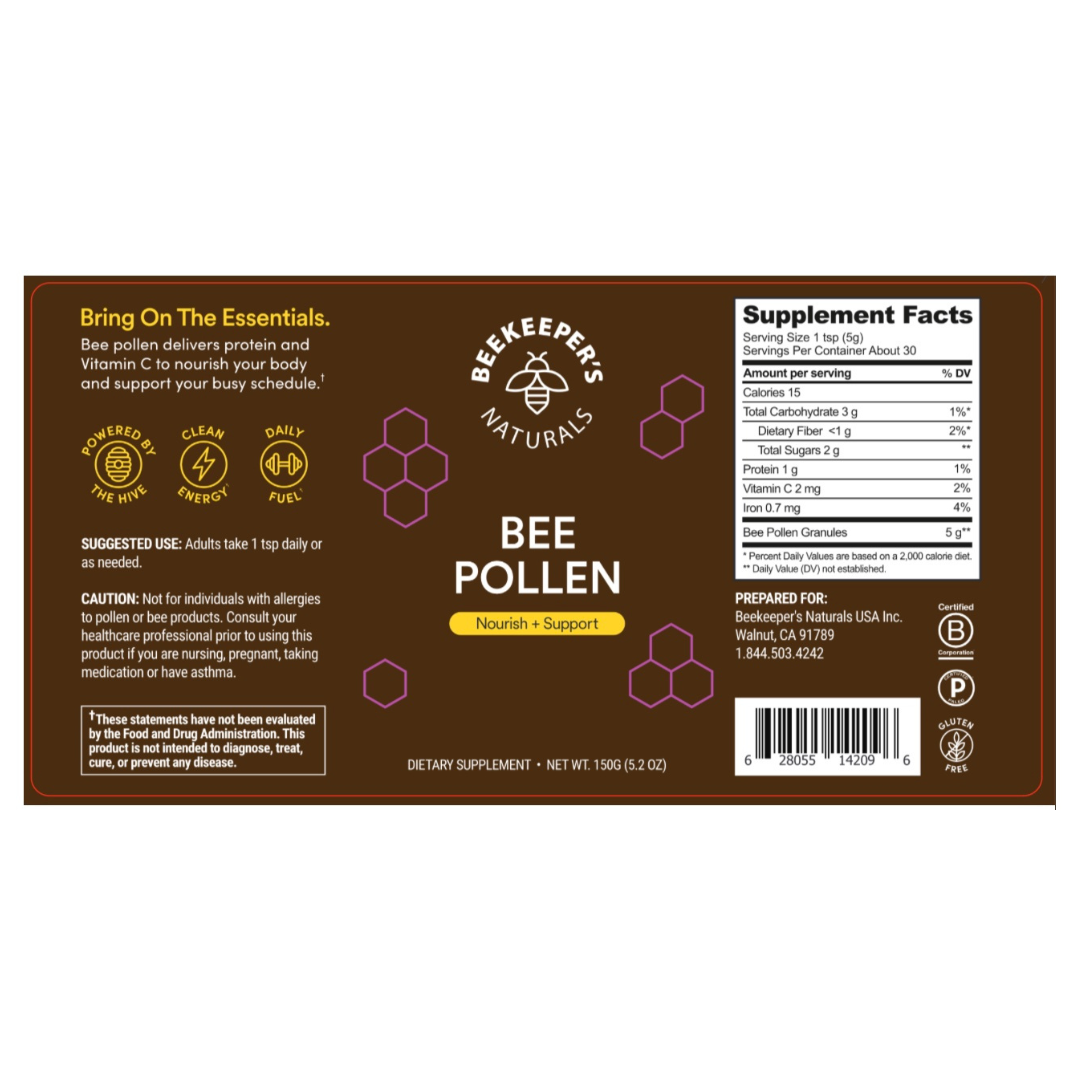 Bee Pollen, 5.2 oz, Beekeeper's Naturals