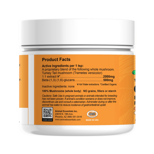 Animal Essentials Combat Organic Turkey Tail Mushrooms | Immune + Gut Support