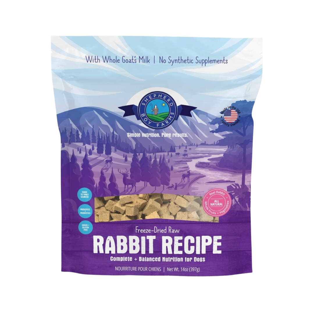 Fuzzy Dried Rabbit Shepherd Boy Farms Freeze-Dried Raw | Rabbit – The Organic Dog Shop