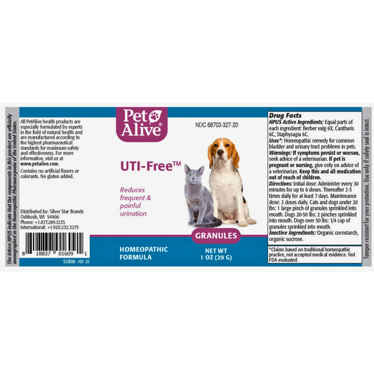 Pet Alive UTI-Free | Homeopathic Urinary Tract Support