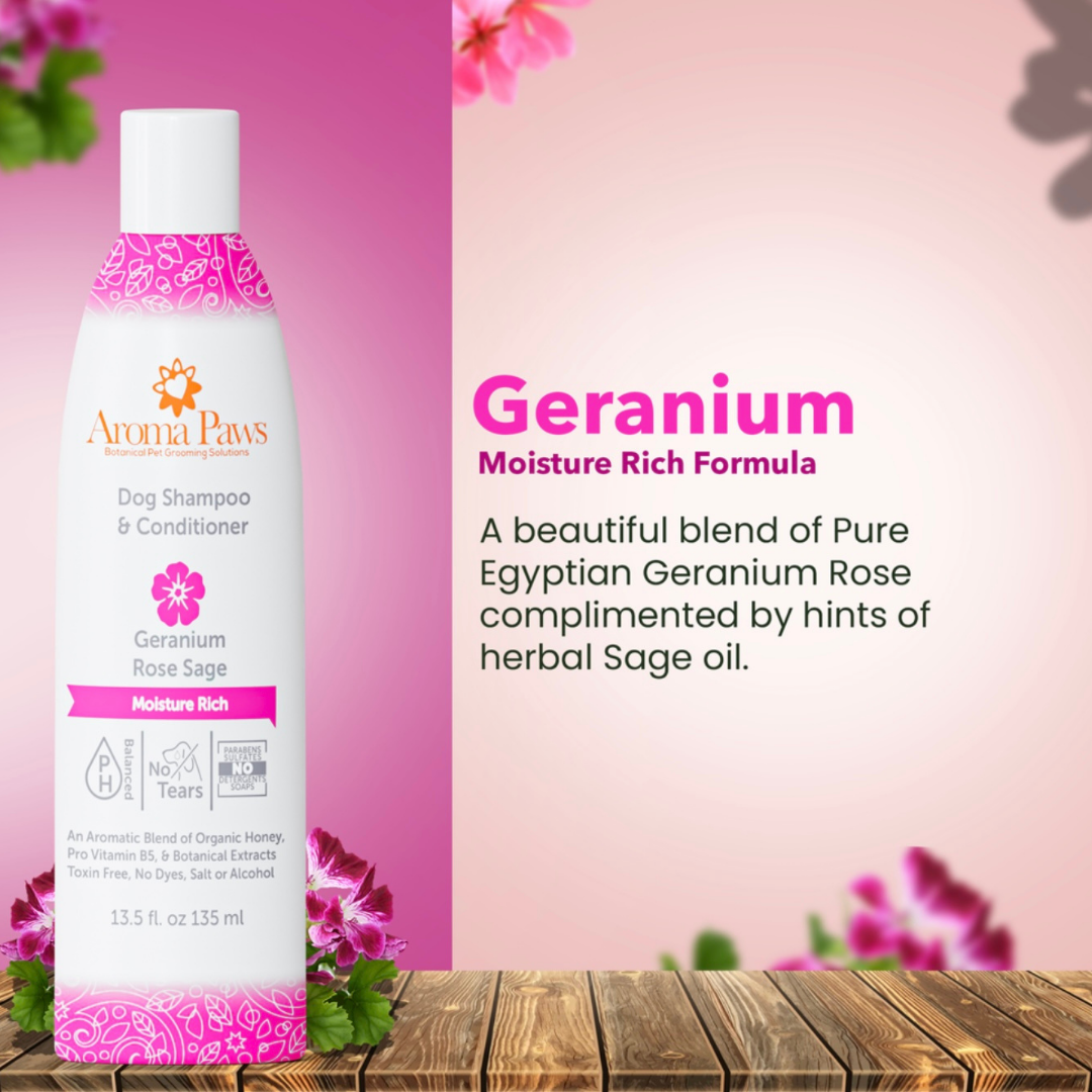 Aroma Paws Geranium Rose Sage Shampoo | Moisture Rich