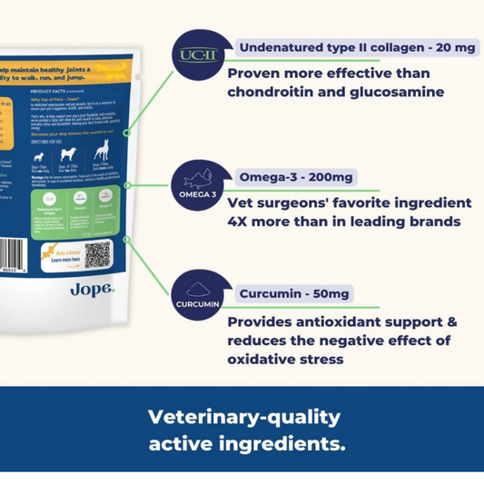 Jope Hip & Joint Chews | Natural UC-II Collagen + Omega-3 + Curcumin
