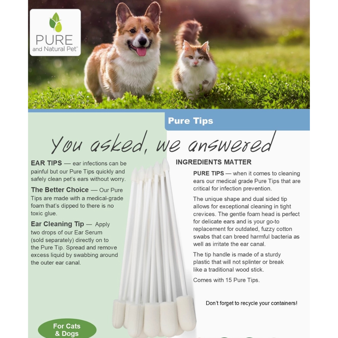 Pure and Natural Pet Ear Swabs | Double-Sided Tips