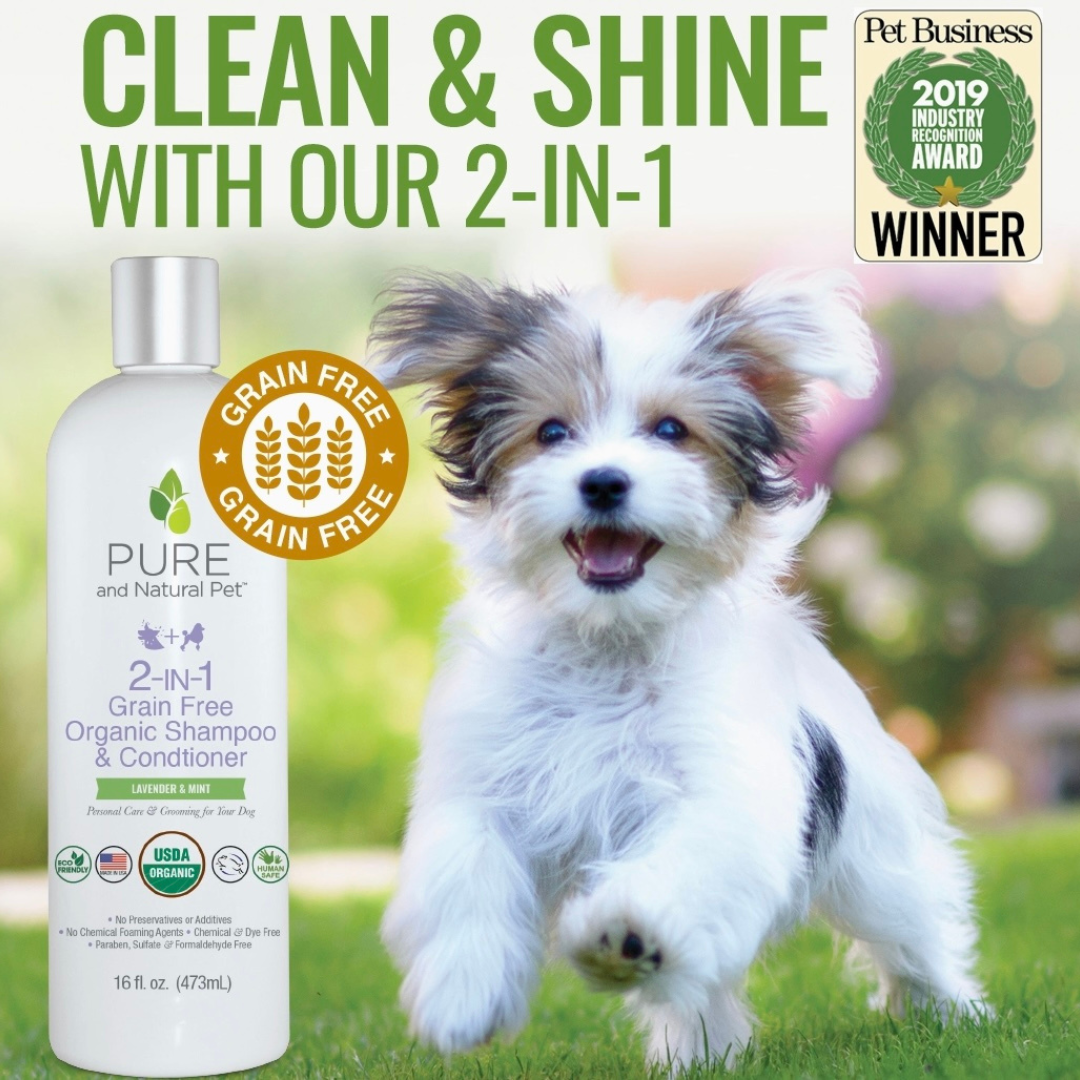 Pure and Natural Pet Organic 2-In-1 Shampoo & Conditioner | Lavender & Mint