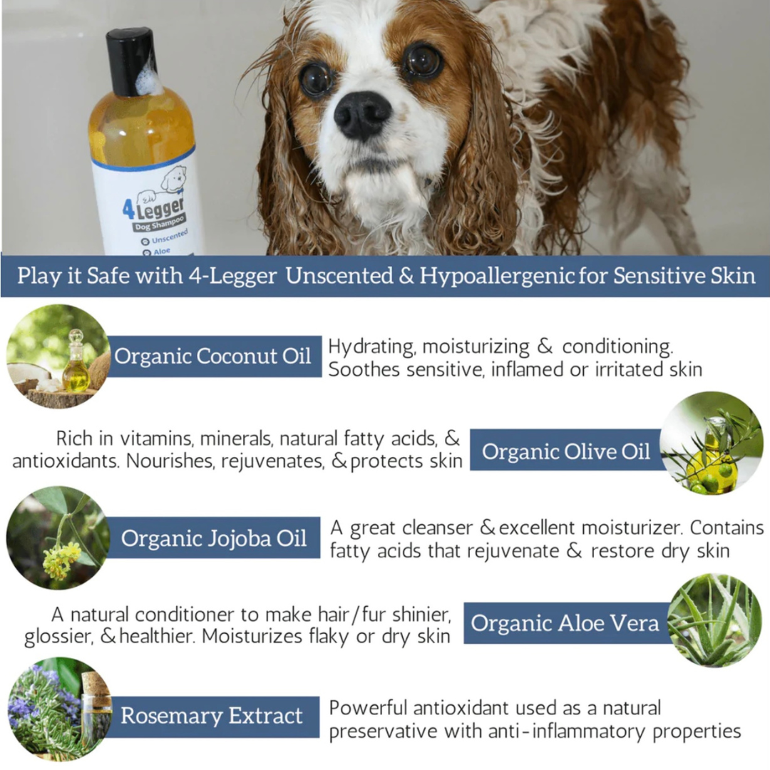 4-Legger Organic Hypoallergenic Shampoo | Unscented + Aloe