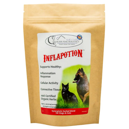 Inflapotion is a 100% organic herbal remedy for addressing dog inflammation, that contains natural anti-inflammatory herbs traditionally used to support everyday aches and pains.