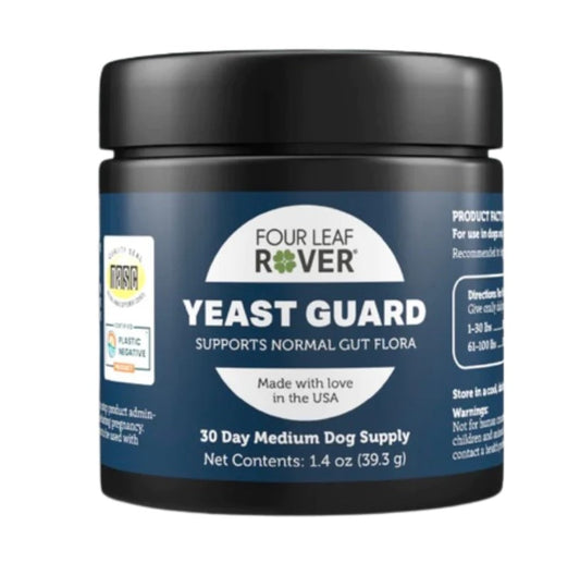 Yeast Guard is a powerful blend of Organic herbs, including Olive Leaf and Pau D'arco, that can help gently cleanse dogs from yeast overgrowth without harmful side effects.